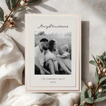 Classic Beige and Rose Gold Frame Family Photo<br><div class="desc">Vintage Classic two-sided family photo Christmas cards featuring rose gold foil frame on beige colour background with personalised family photo and holiday messages.</div>