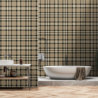 Classic Beige + Black Plaid   Wallpaper