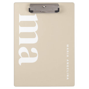Classic Beige Cream Monogram Clipboard