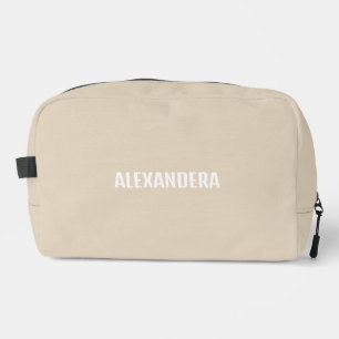 Classic Beige Cream Name Dopp Kit