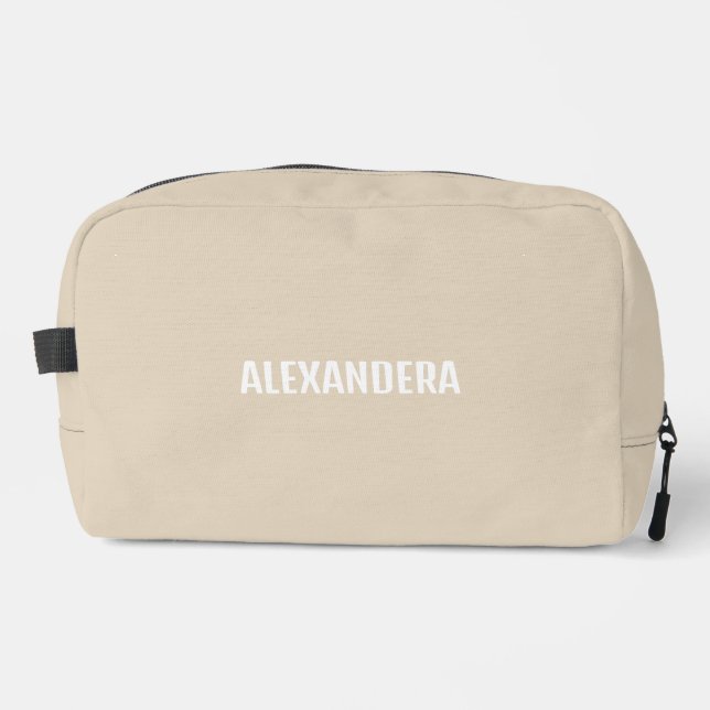 Classic Beige Cream Name Dopp Kit (Front)