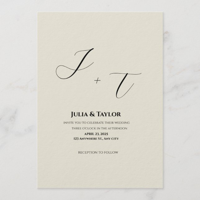 Classic Beige Elegant Invitation (Front)
