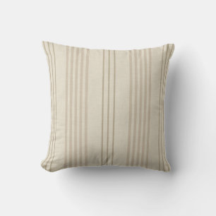 Classic Beige Neutral Ticking Stripe Pattern Cushion