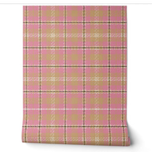 Classic Beige Pink Plaid Wallpaper