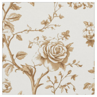 Classic Beige Rose Toile Pattern Fabric