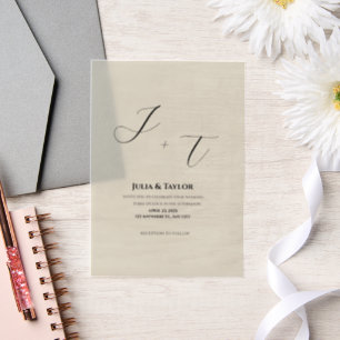 Classic Beige vellum  Elegant Invitation