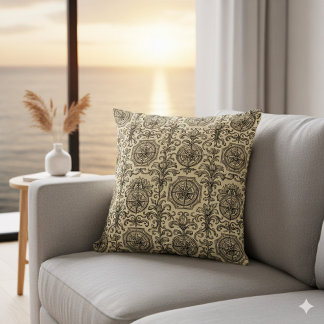 classic beige vintage nautical compass ornamental cushion