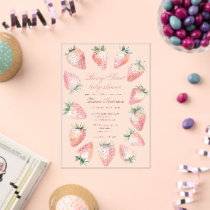 Classic Berry Sweet Baby Shower Strawberries Acrylic Invitations