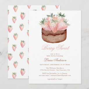 Classic Berry Sweet Strawberry Cupcake Baby Shower Invitation