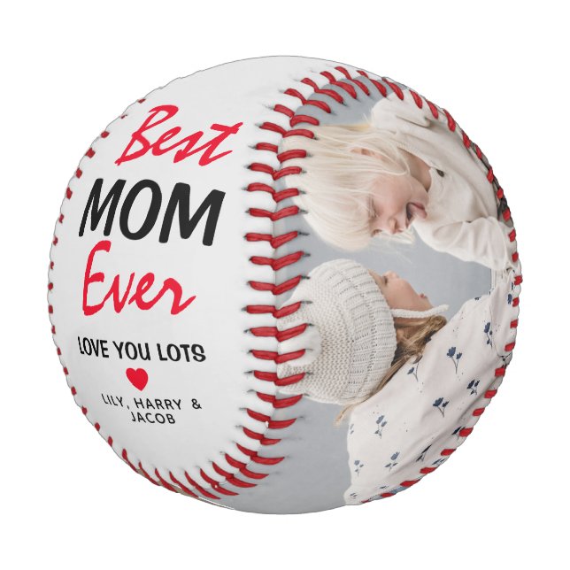 Classic 'Best Mum Ever' 2 Photo Gift Baseball (Angled)