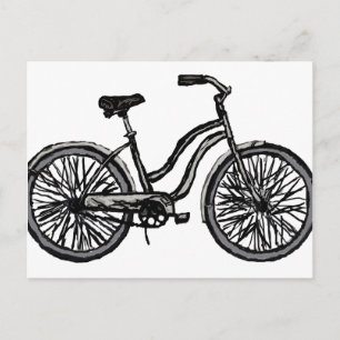 Classic Bicycle, Line Drawing Products Postcard