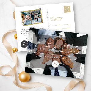 Classic Big Cheers Corporate Modern Photo Business Holiday Postcard
