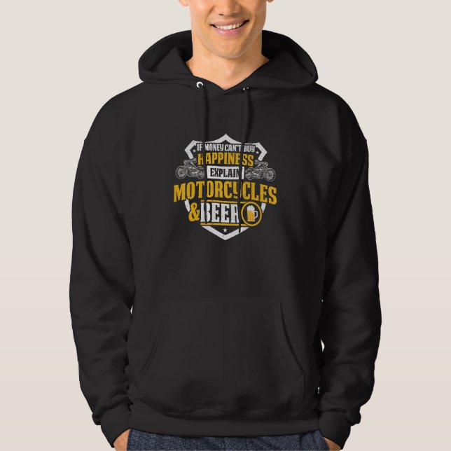 Classic Biker Explain Motorcycles And Beer Hoodie (Front)