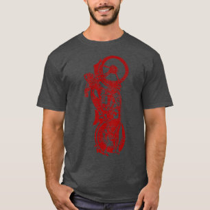 Classic Biker Vintage Retro Black Motorcycle Red M T-Shirt