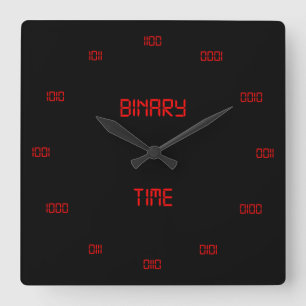 Classic Binary Numbering System Square Wall Clock