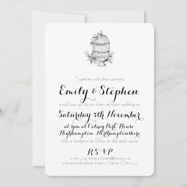 Classic Birdcage Personalized Wedding Invitation (Front)
