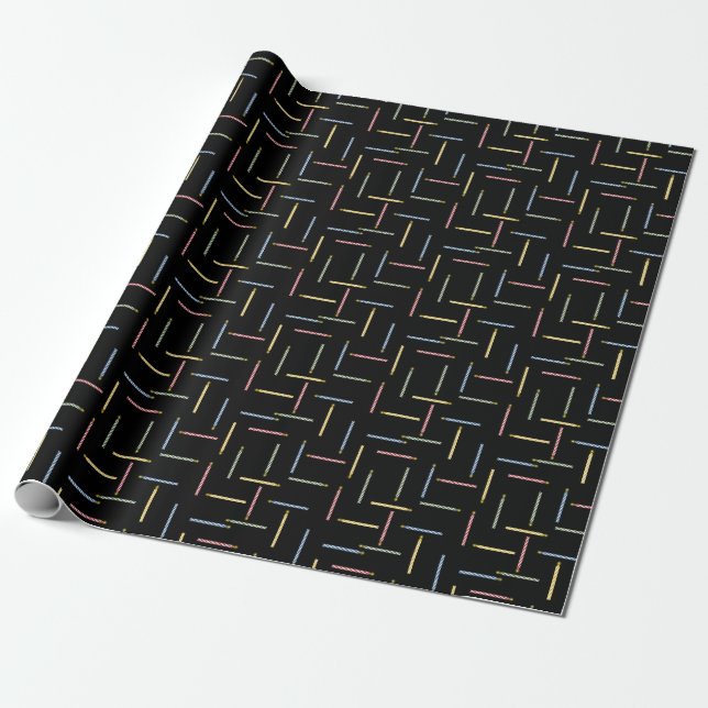 Classic Birthday Candles - Black Wrapping Paper (Unrolled)