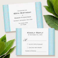 Classic Birthday Party Blue RSVP Response Card