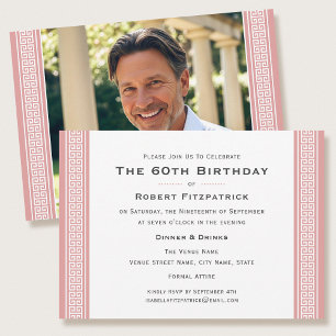 Classic Birthday Party Custom Age Photo Pink Invitation