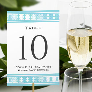 Classic Birthday Party Formal Blue Custom Table Number