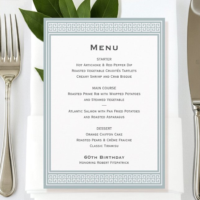 Classic Birthday Party Grey Dinner Flat Menu (Creator Uploaded)