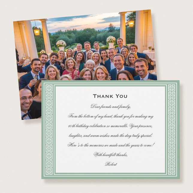 Classic Birthday Party Photo Green Flat Thank You Card (Creator Uploaded)