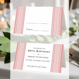 Classic Birthday Party Pink Custom Folded Table  Place Card