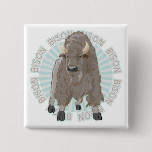 Classic Bison 15 Cm Square Badge