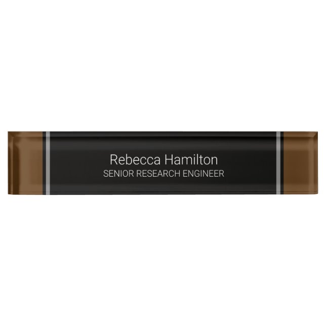 Classic Black and Brown Nameplate For Your Office (Front)