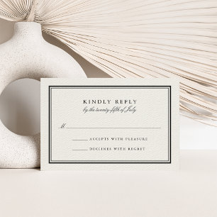 Classic Black and Cream Wedding RSVP Card