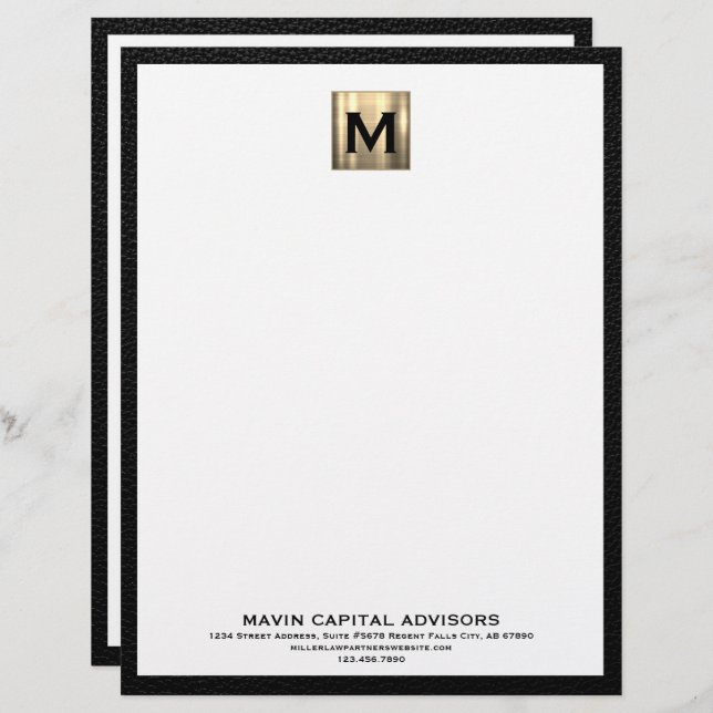 Classic Black and Gold Business Letterhead (Front/Back)