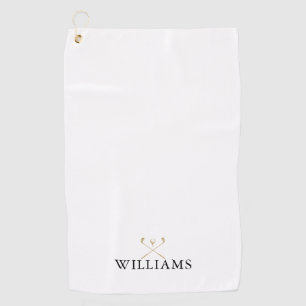 Classic Black And Gold Custom Name Golf Clubs Golf Towel