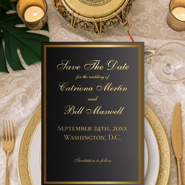 Classic Black and Gold Elegant Save the Date (Creator Uploaded)