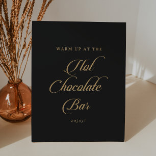 Classic Black and Gold Hot Chocolate Bar Pedestal Sign