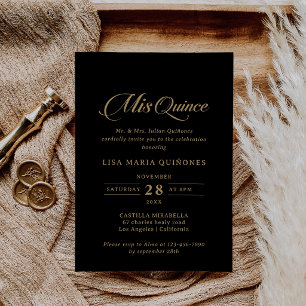 Classic Black and Gold Mis Quince Quinceañera Invitation