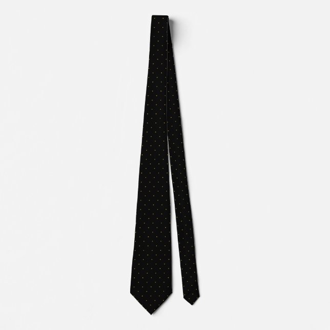 Classic Black and Gold Polka Dot Pattern Men's Tie (Front)