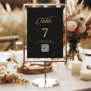 Classic Black and Gold QR Code Table Numbers