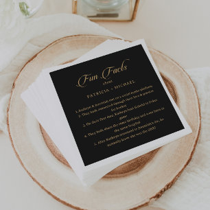 Classic Black and Gold  Trivia Fun Facts Wedding  Napkin