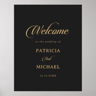 Classic Black and Gold Wedding Welcome Sign