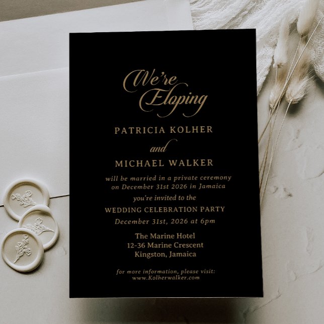 Classic Black and Gold We're Eloping Invitation (Creator Uploaded)