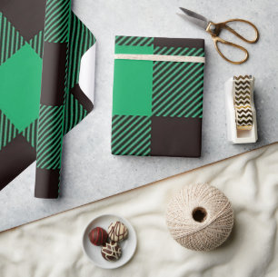 Classic Black and Green  Buffalo Plaid Christmas  Wrapping Paper