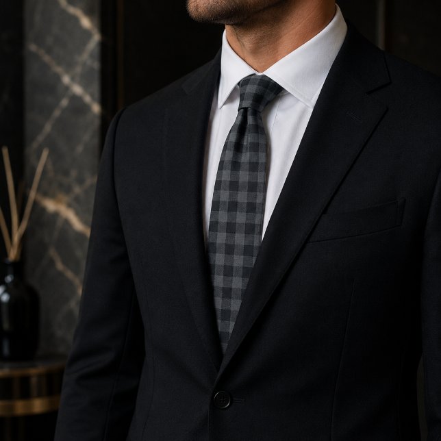 Classic Black and Grey Buffalo Check Tie (Creator Uploaded)