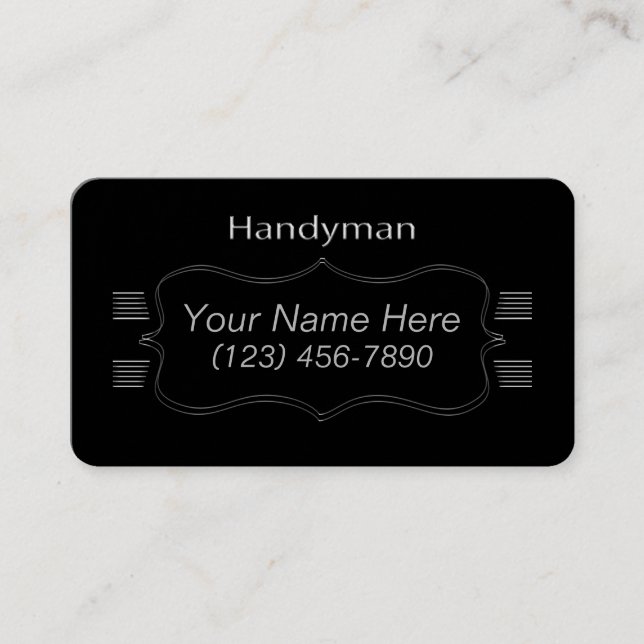 Classic Black and Grey Handyman Business Card (Front)