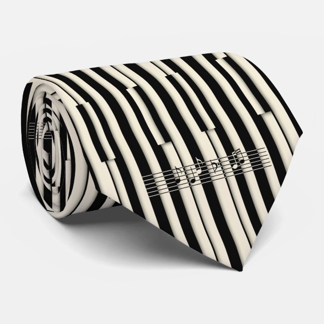 Classic Black and Ivory Abstract Piano Key  Tie (Rolled)