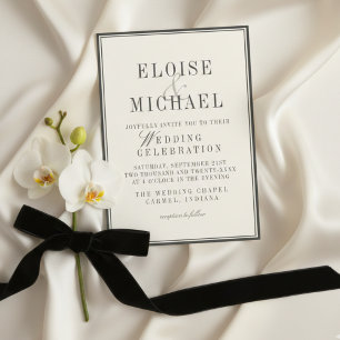 Classic Black and Ivory Wedding  Invitation