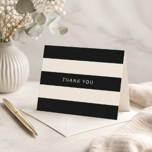 Classic Black and Off-White Stripes Thank You Card