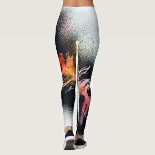 Classic Black and Orange Feather Leggings