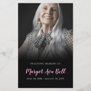 Classic Black and Pink Memorial Card   5.5 x 8.5"