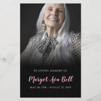 Classic Black and Pink Memorial Card | 5.5 x 8.5"