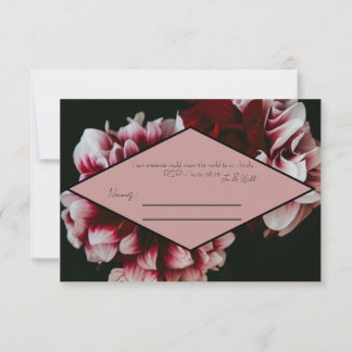 Classic Black and Pink Peonies  RSVP Card